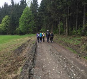 Na modré značce směrem k pěchotnímu srubu STM 52 Obora