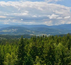 Výhled z Rozhledny na Borůvkové hoře 899 m n. m.