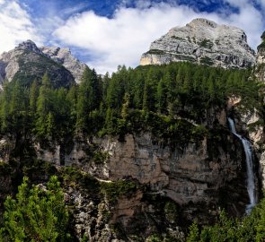 View of Fanes Falls from the opposite slope