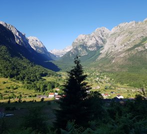 View through the village of Vusanje towards Albania