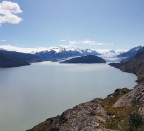 Vyhlídka u Lago Grey v Patagonii státu Chile