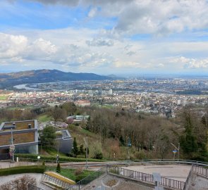 View of the city from the viewing platform below the basilica