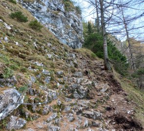 Secured section under the Törl rock window