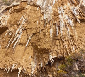 Stalactites on the cliffs