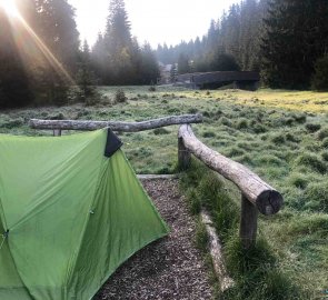 Day 2 - Hůrka > Modrava - This time I'm the first one at the overnight spot, the brewery in Modrava is in sight :))