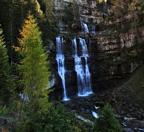 Mezzo waterfalls near the parking lot of the Vallesinella hut