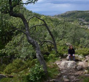 Zastávka během cesty na Preikestolen