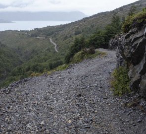 Climbing to the saddle.