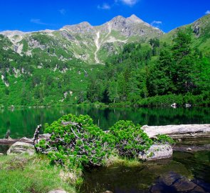 Horská chata Edelraute Hütte - jezírko za chatou