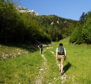 Výstup po sjezdovce k chatě Edelweis Hütte