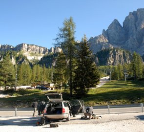 Preparation at Passo Tre Croci