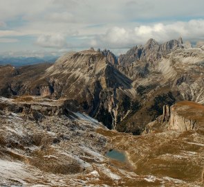 View of the landscape of the Puez-Odle National Park in the Italian Dolomites