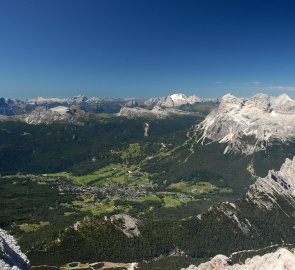 View from the top of the Cima di Mezzo of Cortina d'Ampezzo and the surrounding giants