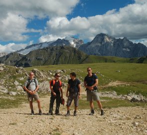 After a successful descent from Piz Boe in the saddle of Passo Pordoi