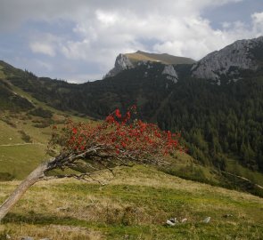 Krajina u chaty Leobner  Hütte, v pozadí sedlo Lamingsattel