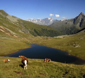 Jezero Obere Bochkar See během sestupu, koupání bylo příjemné.