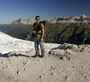 The beginning of the Marmolada glacier, Sassolungo and Piz Boe in the background