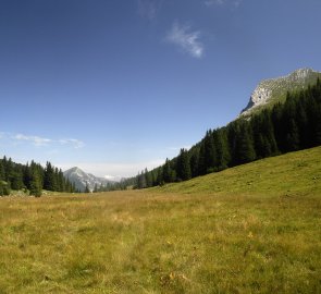 Horské sedlo Gespitzter Stein, hranice Národního pakru Gesäuse