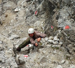 Exponované úseky v horní části výstupu na Hochvogel