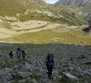 Nejprudší část výstupu na Gams Kogel z horského kotle Mödringer Törl