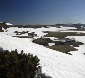 Salaše Michelbauer na náhorní plošině Schnee Alpe