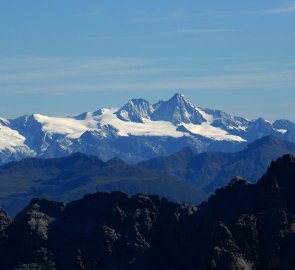 View of Gross Glockner from the Rifugio G.Lorenci mountain hut