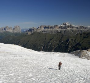 Initial gentle part of the glacier, Piz Boe in the background