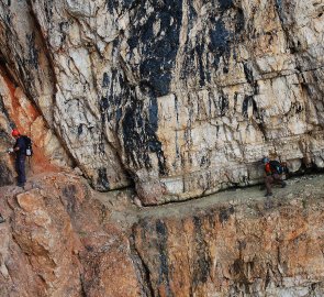 Ledges on the Giovanni Lipella ferrata