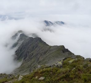 Hřeben, po kterém jsme stoupali na Gamskarspitze