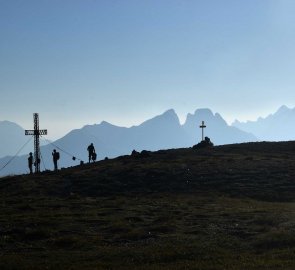 Vrchol Stain am Mandl 2 043 m n.m., v pozadí N.P. Gesäuse