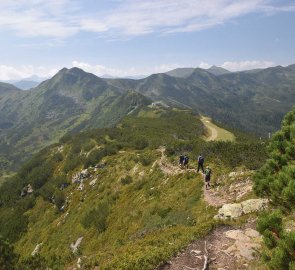 Descent from the mountain to the slopes