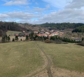 View of the village of Holštejn from the castle