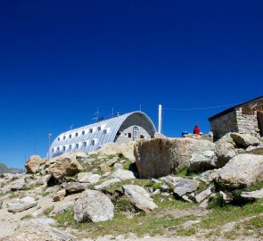 Vittorio Emanuele II mountain hut in the Graj Alps, Italy