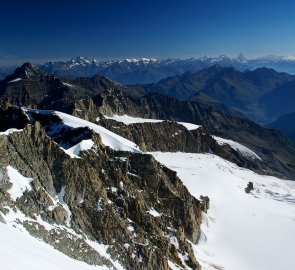 North view of the Wallis Alps from Gran Paradiso - from the left Duforspitze, Matterhorn and Gran Combin de Grafeneire