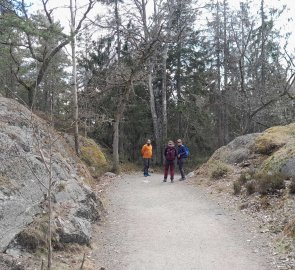 Comfortable path, the rocks along it were a pleasant diversion for the youngest participants of the trip