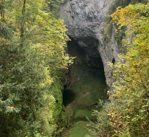 View from the lower bridge to the Macocha abyss