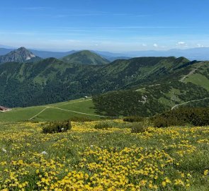 View from the top on the ridge of Malá Fatra towards Velký Rozsutec