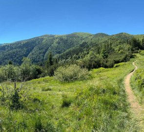 View from the saddle behind Kraviarsky on the ridge of Malá Fatra