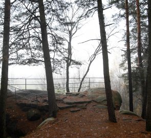 Besednická vyhlídka na trase, bohužel počasí výhledům nepřálo