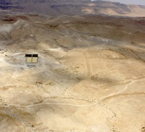 View of the Roman siege fortifications at Masada Fortress