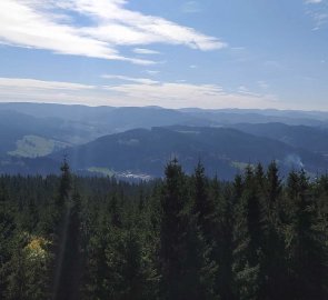 View from the lookout tower towards Javorníky