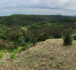 View of the steppe and the Dukovany power plant