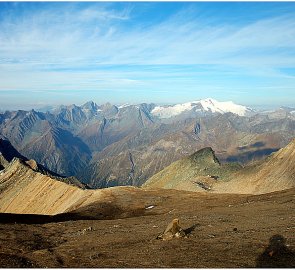 High Tauern mountain range - view from the top of Grosser Muntanitz to the Grosser Venedigermountain