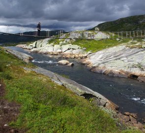 Most u chaty Kjeldebu v národním parku Hardangervidda