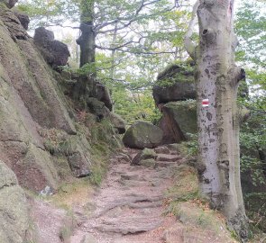 The path from Ořešník to the waterfall