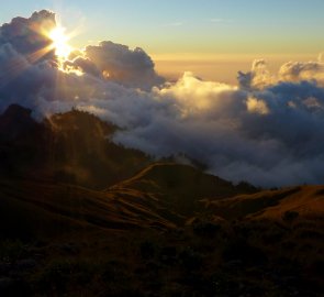 Sunset from the place of the first bivouac on the island of Lombok