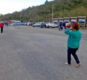 Parking under the entrance gate of the road to Vesuv