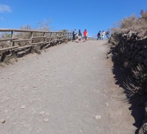 Wide rocky road to the crater of Vesuvius volcano