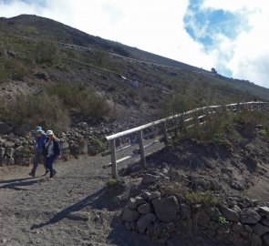 Wide rocky road to the crater of Vesuvius volcano