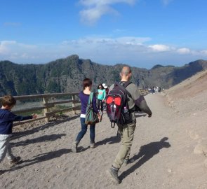 Wide rocky road to the crater of Vesuvius volcano